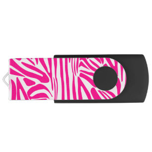 Pink zebra print flash drive