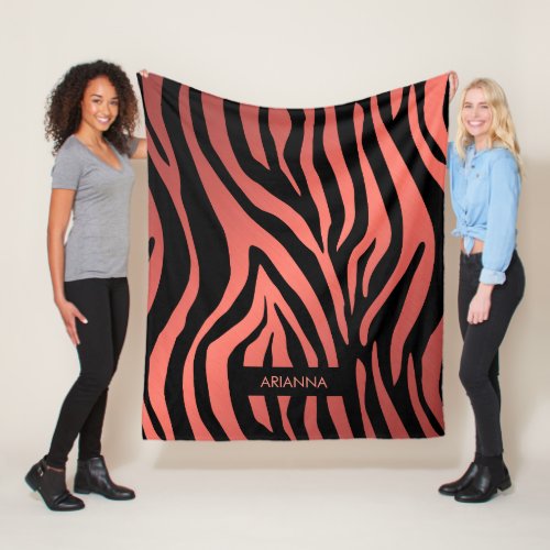 Pink Zebra Print Fleece Blanket