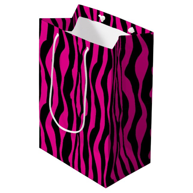 Pink Zebra Print Gift Bag (Front Angled)