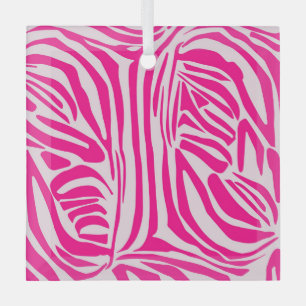 Pink zebra print glass ornament