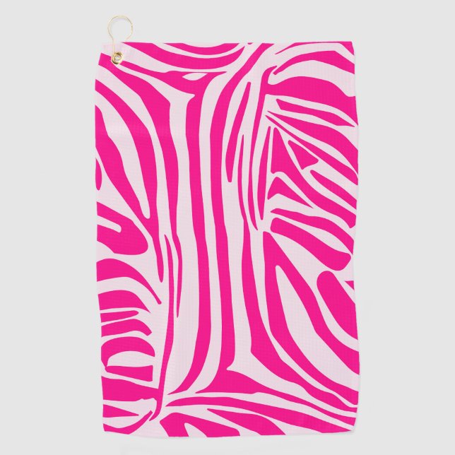 Pink zebra print golf towel (Front)