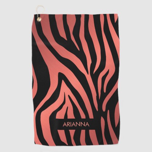 Pink Zebra Print Golf Towel