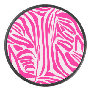 Pink zebra print hockey puck