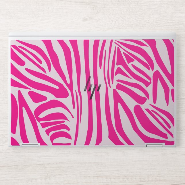 Pink zebra print HP laptop skin (Front)