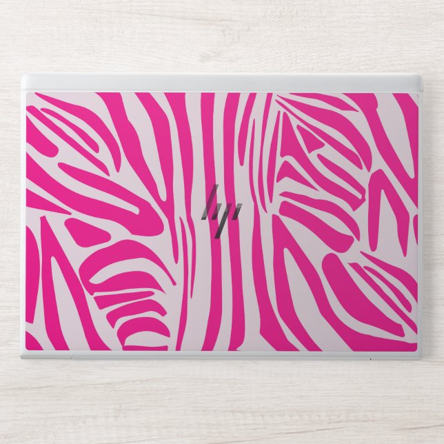 Pink zebra print HP laptop skin (Front)