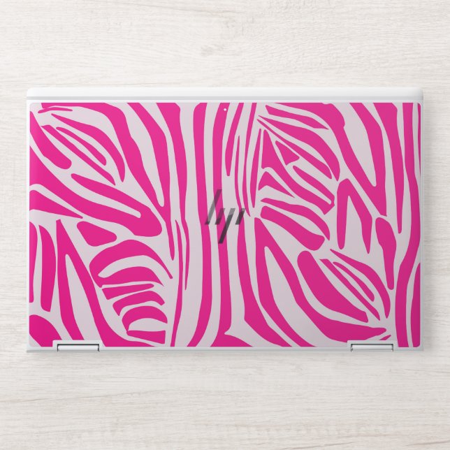 Pink zebra print HP laptop skin (Front)
