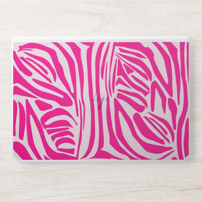 Pink zebra print HP laptop skin (Front)