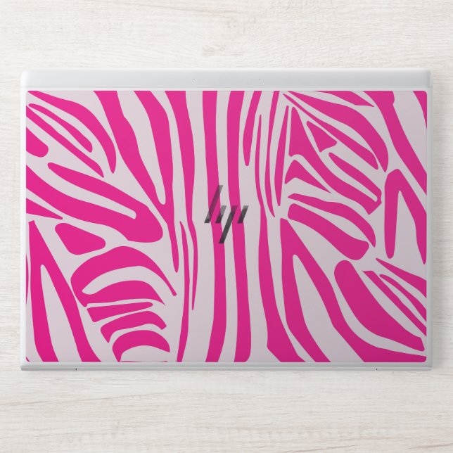 Pink zebra print HP laptop skin (Front)