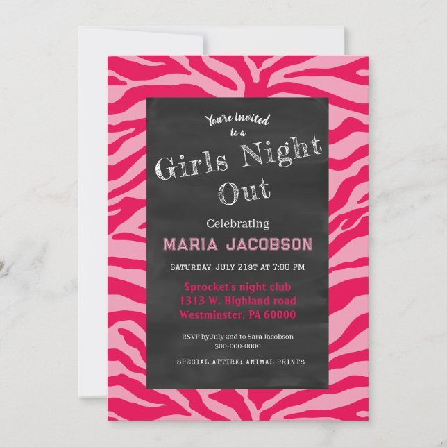 Pink Zebra print Invitation (Front)