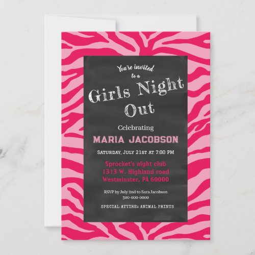 Pink Zebra print Invitation