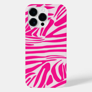 Pink zebra print iPhone 14 pro max case