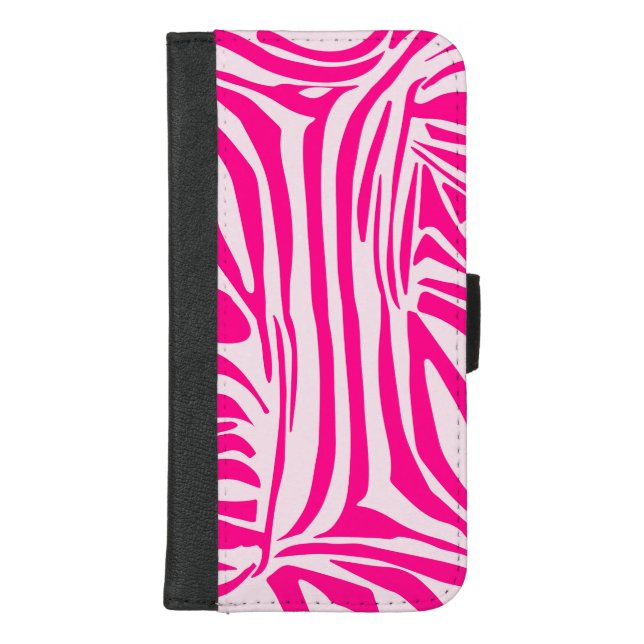 Pink zebra print iPhone wallet case (Front)