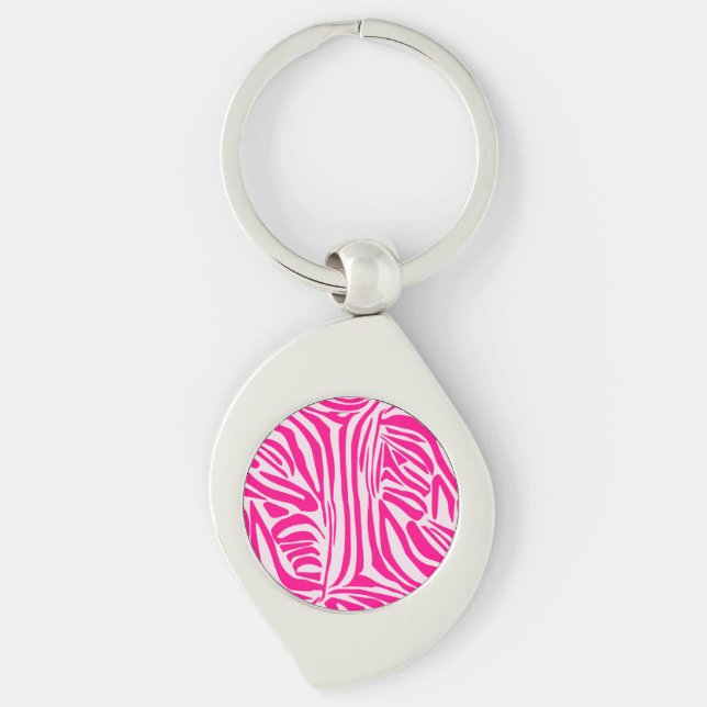 Pink zebra print keychain (Front)