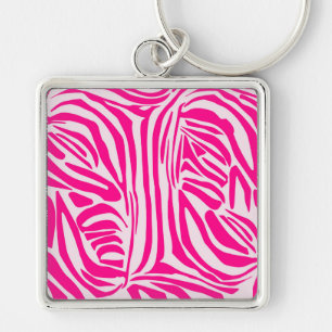 Pink zebra print keychain