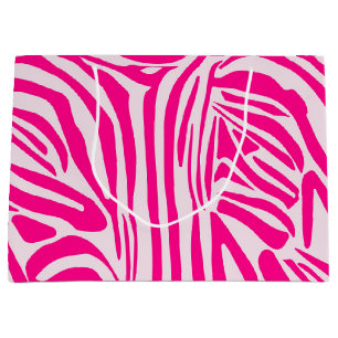Pink zebra print large gift bag