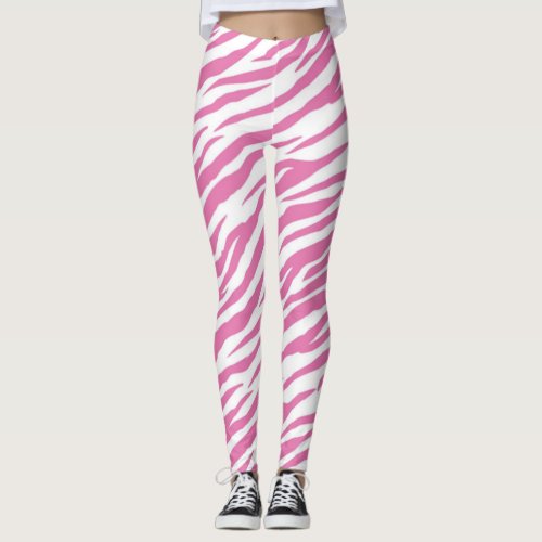Pink Zebra Print Leggings  Yoga Pants