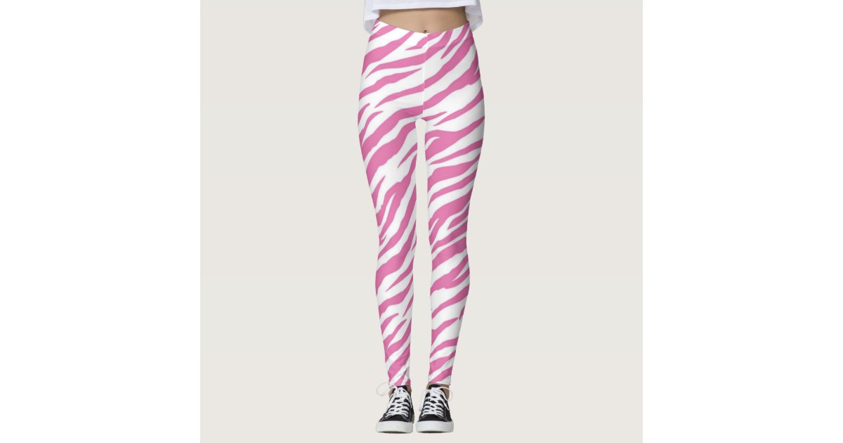 Pink Zebra Print Leggings & Yoga Pants | Zazzle