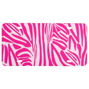 Pink zebra print license plate