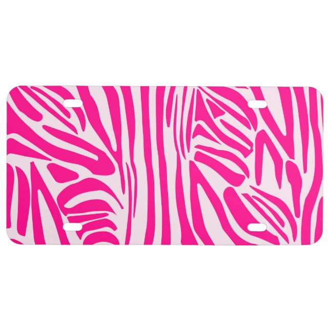 Pink zebra print license plate (Front)