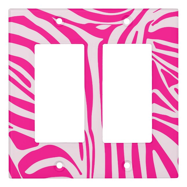 Pink zebra print light switch cover (Front)