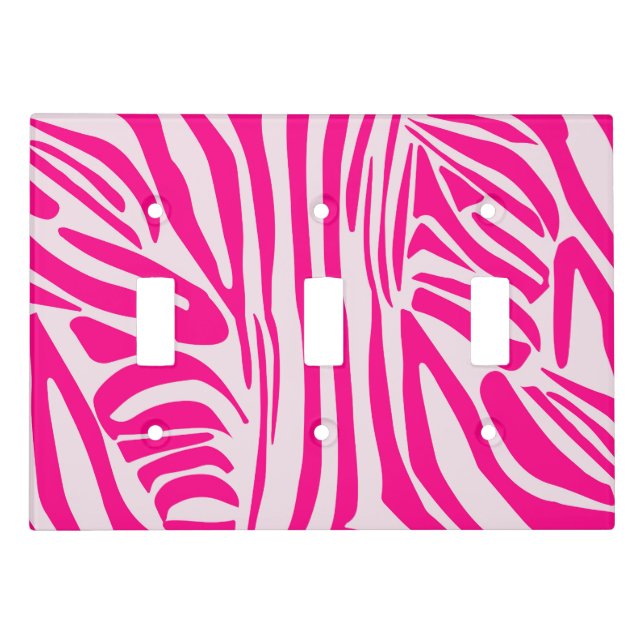 Pink zebra print light switch cover (Front)