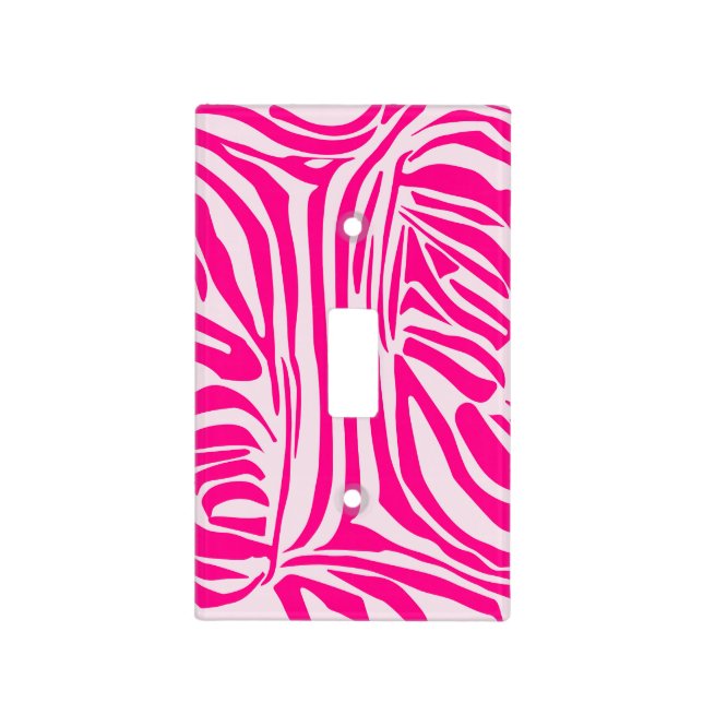 Pink zebra print light switch cover (Front)