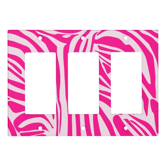 Pink zebra print light switch cover (Front)