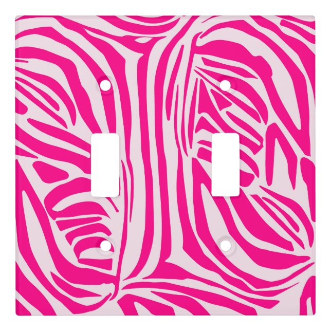 Pink zebra print light switch cover (Front)