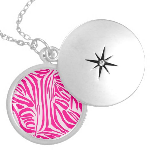 Pink zebra print locket necklace