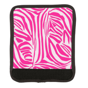 Pink zebra print luggage handle wrap