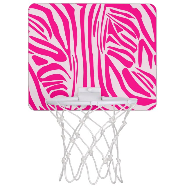 Pink zebra print mini basketball hoop (Front)
