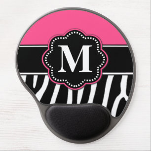 Pink Zebra Print Monogram Mousepad