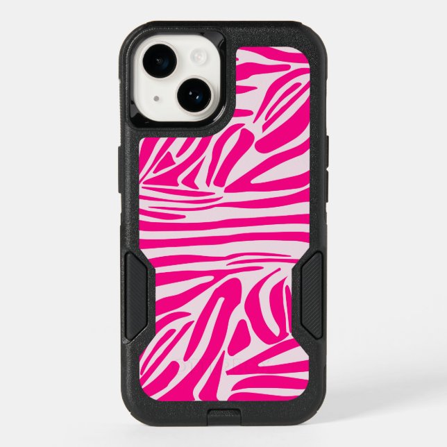 Pink zebra print otterbox iPhone case (Back)