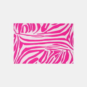 Pink zebra print outdoor rug