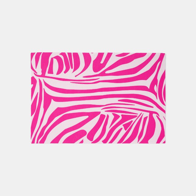 Pink zebra print outdoor rug (Front)