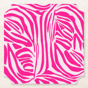 Pink zebra print paper coaster