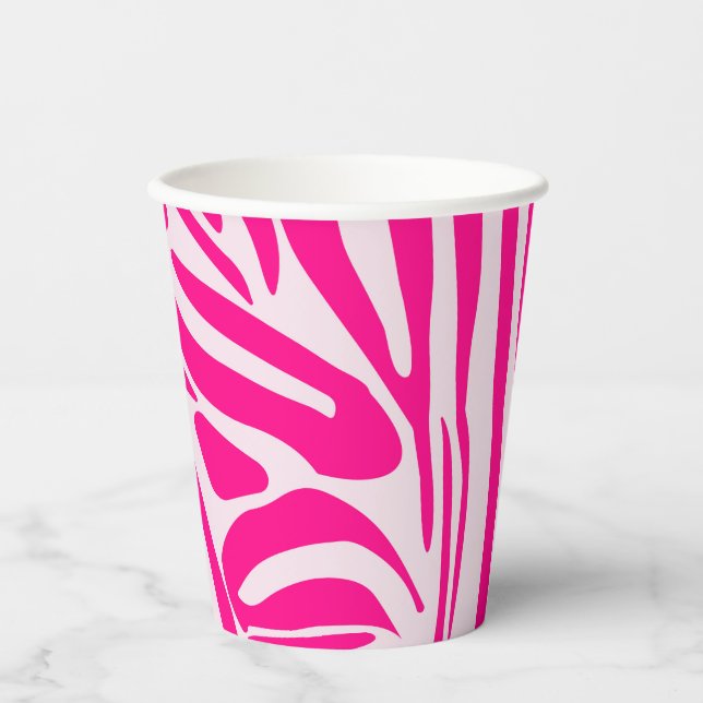 Pink zebra print paper cups (Front)