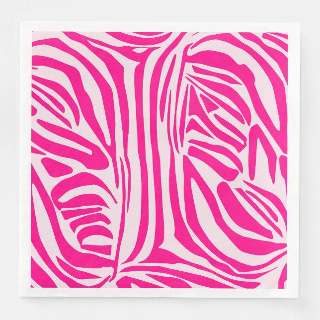 Pink zebra print paper dinner napkins (Front)