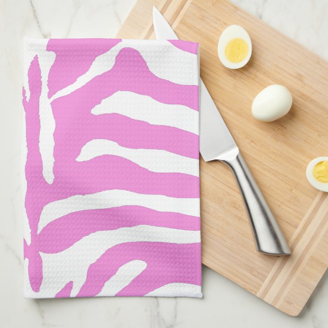 Pink Zebra Print Pattern Animal Texture Kitchen Towel (Quarter Fold)