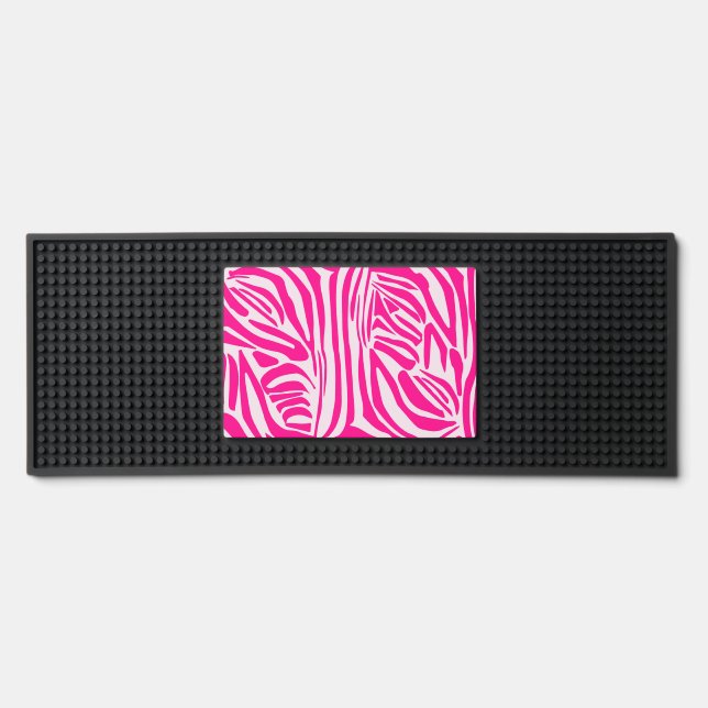 Pink Zebra Print Pattern Bar Mat (Front)