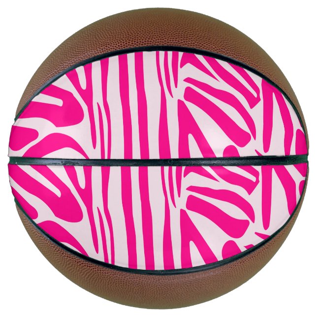 Pink Zebra Print Pattern Basketball (Front)