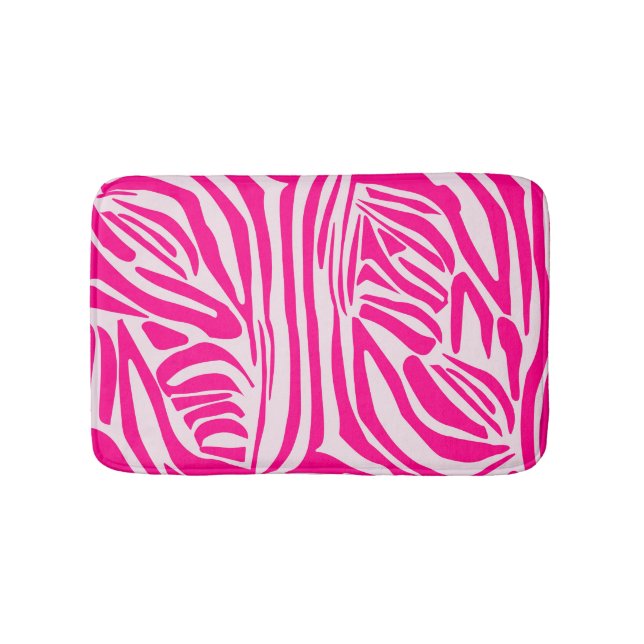 Pink Zebra Print Pattern Bath Mat (Front)