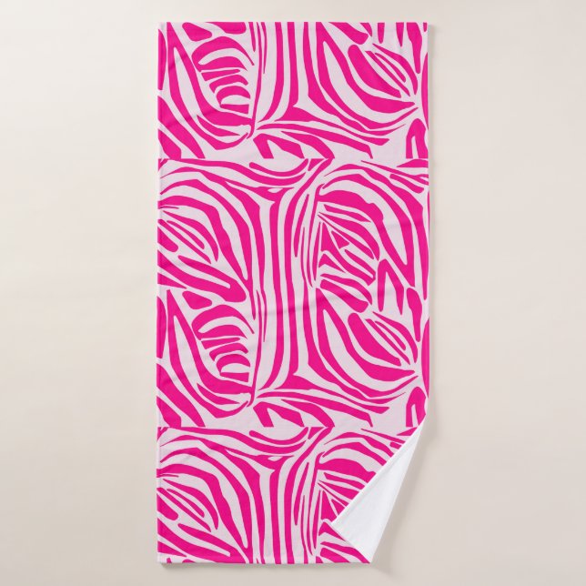 Pink Zebra Print Pattern Bath Towel (Bath Towel)