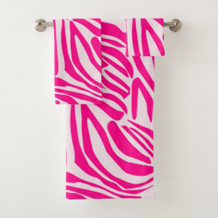 Pink Zebra Print Pattern Bath Towel Set