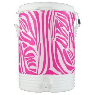 Pink Zebra Print Pattern Beverage Cooler