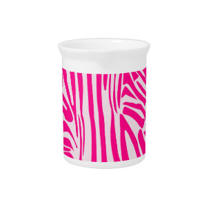 Pink Zebra Print Pattern Beverage Pitcher