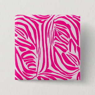 Pink Zebra Print Pattern Button