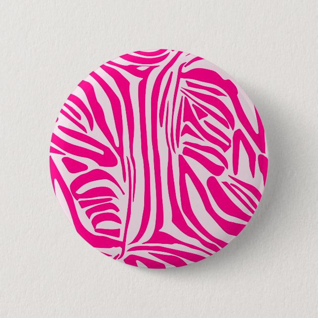 Pink Zebra Print Pattern Button (Front)