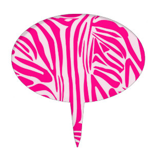 Pink Zebra Print Pattern Cake Topper