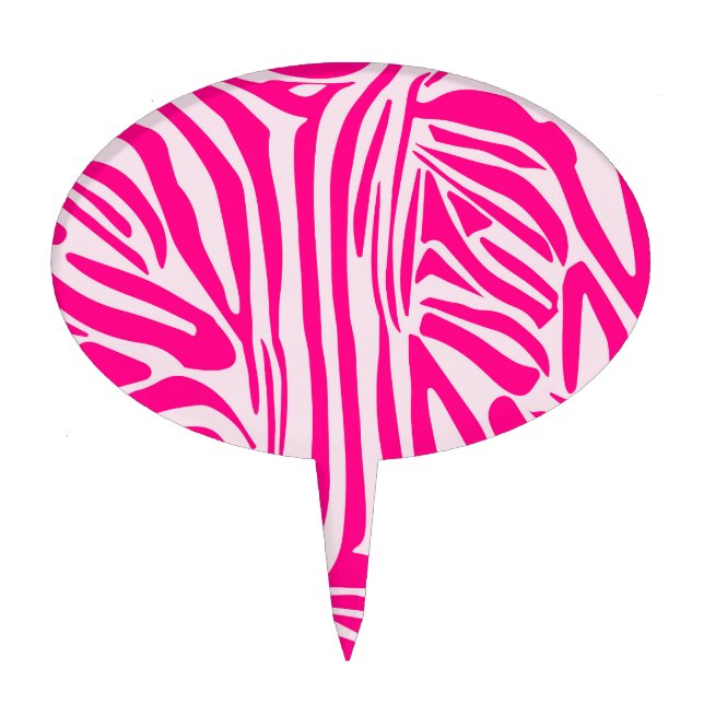 Pink Zebra Print Pattern Cake Topper (Front)
